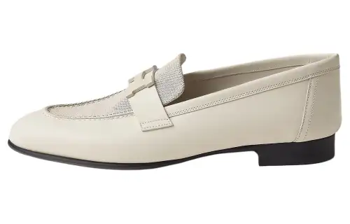 HERMES PARIS Calfskin Loafers Women's Ecru