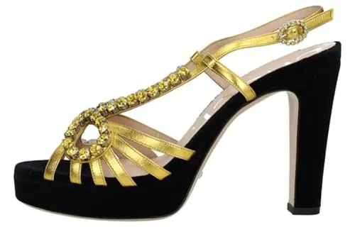 GUCCI One Strap Sandals Women's Gold