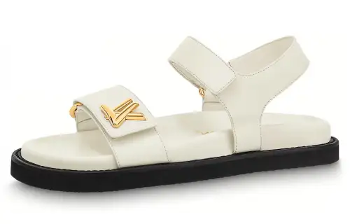 LOUIS VUITTON Sunset Leather Beach Sandals Women's White