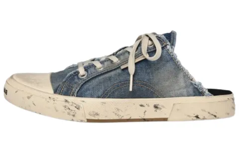Balenciaga Paris Distressed Denim Mule 'Blue' Women's