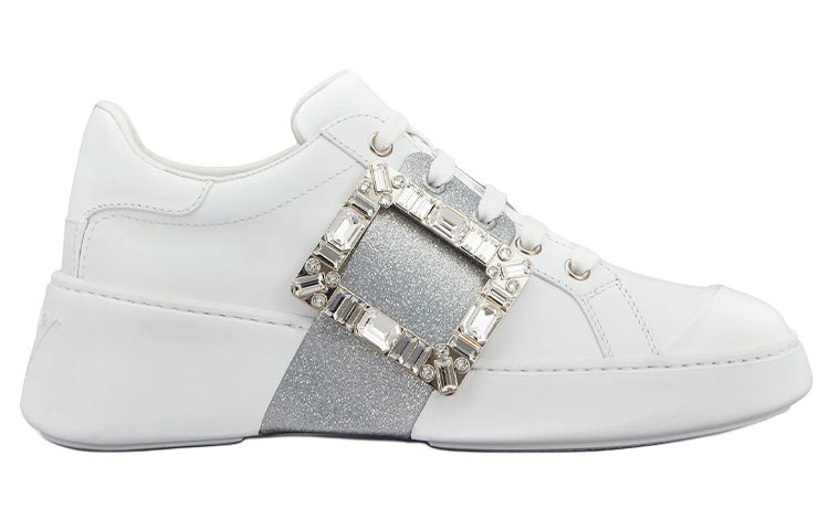 Roger Vivier Viv' Skate Glitter Embellished Buckle Sneakers Women's