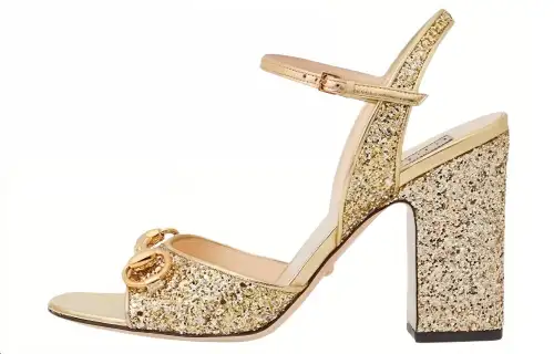 GUCCI Leather One Strap Sandals Women's Gold