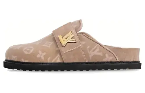 LOUIS VUITTON Rubber Sole Closed Toe Slippers Women's Light Umber