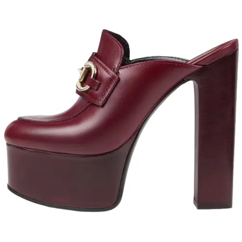 GUCCI Horsebit Closed Toe Slippers 14.4cm Women's Burgundy