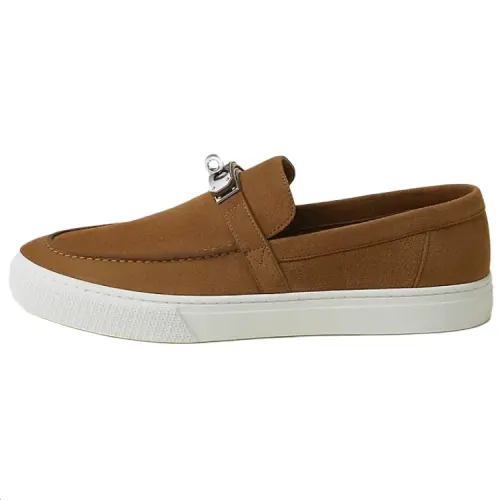 HERMES Game Slip on Casual Shoes Men's Brown
