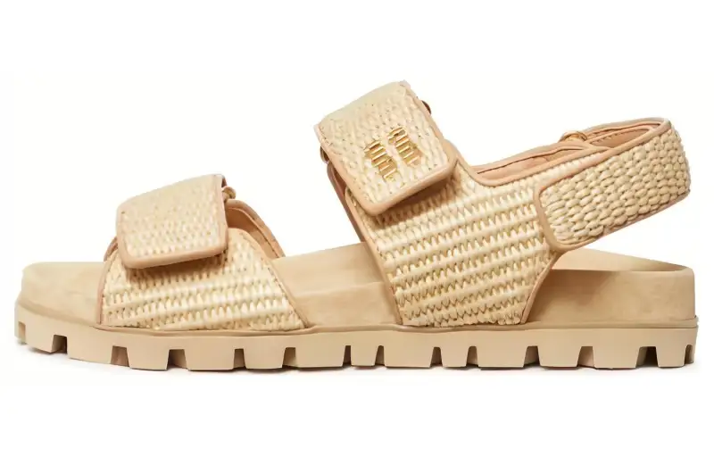 MIU MIU Double-strap Woven Sandals