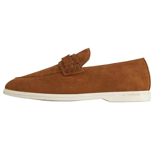 LOUIS VUITTON Estate Suede Loafers Men's Mocha