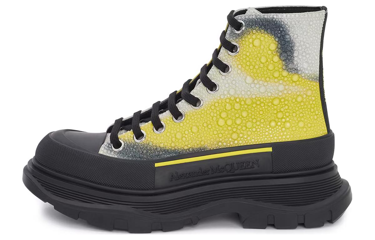 Женские ботинки Alexander McQueen Tread Slick (бело-желто-черные)