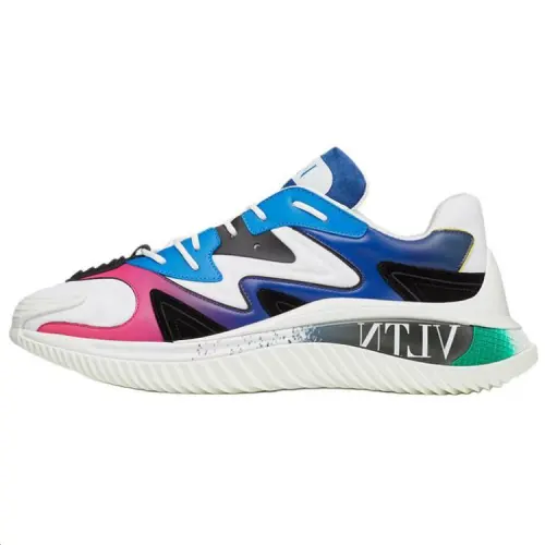 Valentino Wade Runner Textile, Rubber Low top Casual Shoes Men's White Blue Purple
