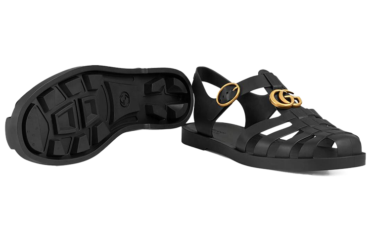 GUCCI Double G Roman Sandals Men's Black