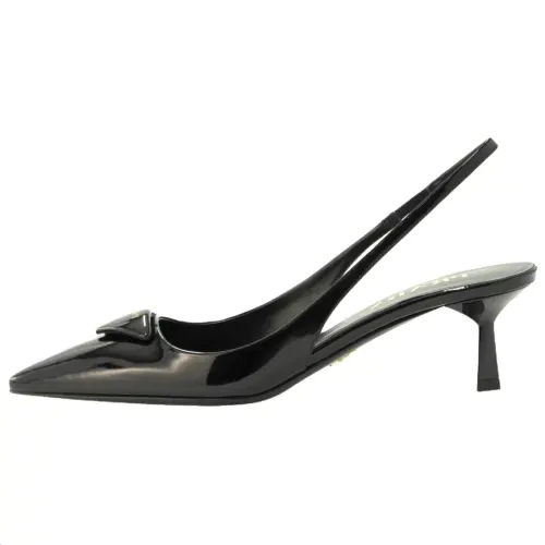 PRADA Patent Leather, Leather Slim Heel High Heels 5.5cm Women's Black