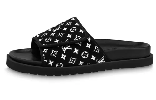 LOUIS VUITTON Miami Slide Slippers Men's Black
