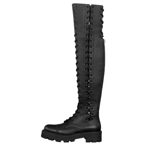 DIOR D Road Cow Leather Knee high Boots Women's Black