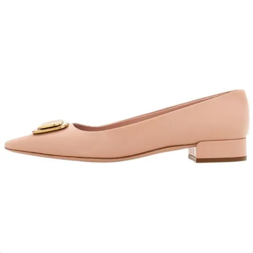 FERRAGAMO Calfskin Metal Accessories Casual Shoes Women's Pink