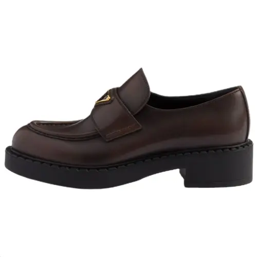 PRADA Leather Loafers Women's Brown