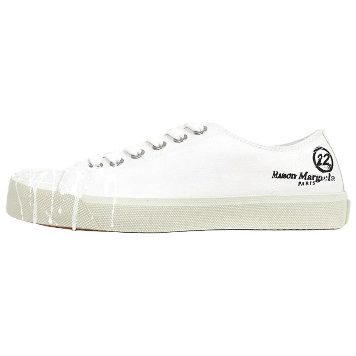 Мужские кеды Maison Margiela Tabi Paint Drop (белые)