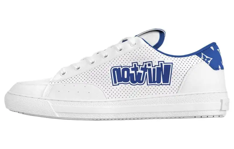 LOUIS VUITTON Charlie Leather Low top Skateboard Shoes Men's White Blue