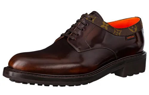 LOUIS VUITTON Voltaire Derby Shoes 'Brown With Monogram Colar'