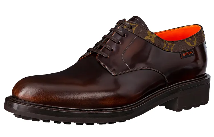LOUIS VUITTON Voltaire Derby Shoes 'Brown With Monogram Colar'