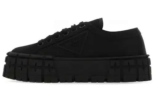 PRADA Women's Gabardine Wheel Platform 'Triple Black'