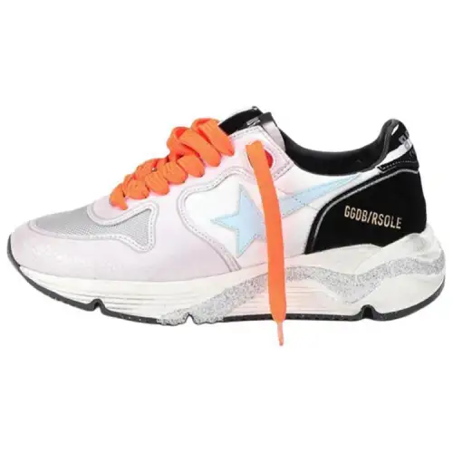Golden Goose Running Sole Leather Low top Casual Shoes Women's White Blue