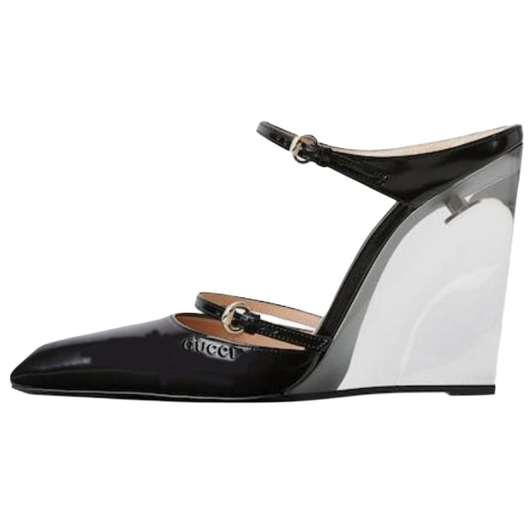 Женские шлепанцы Gucci Leather Mules (черные)