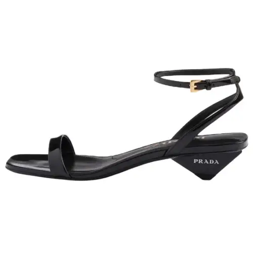 PRADA Patent Leather One Strap Sandals 3.5cm Women's Black