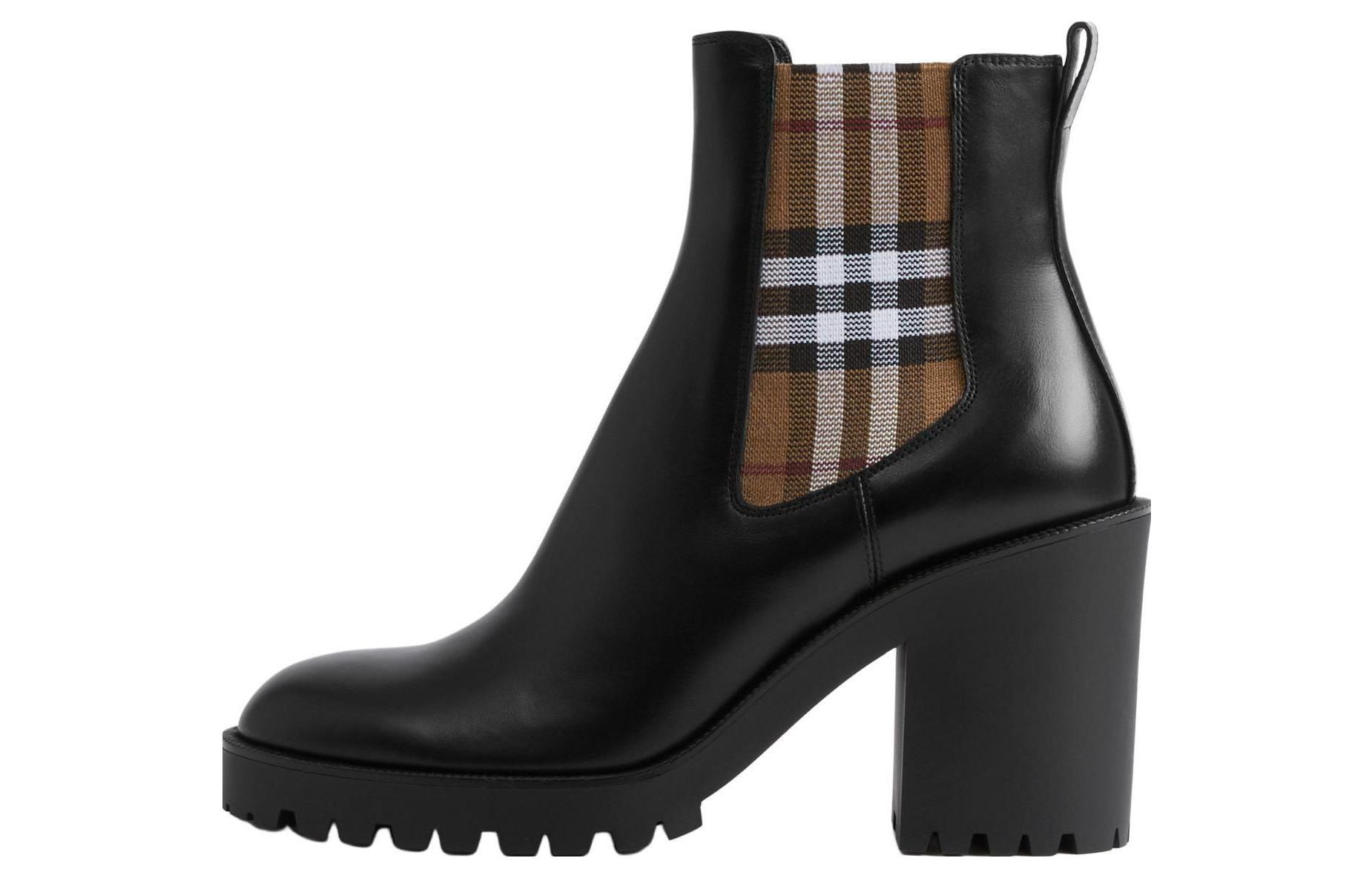 Burberry Checkered Panel Ankle Boots
