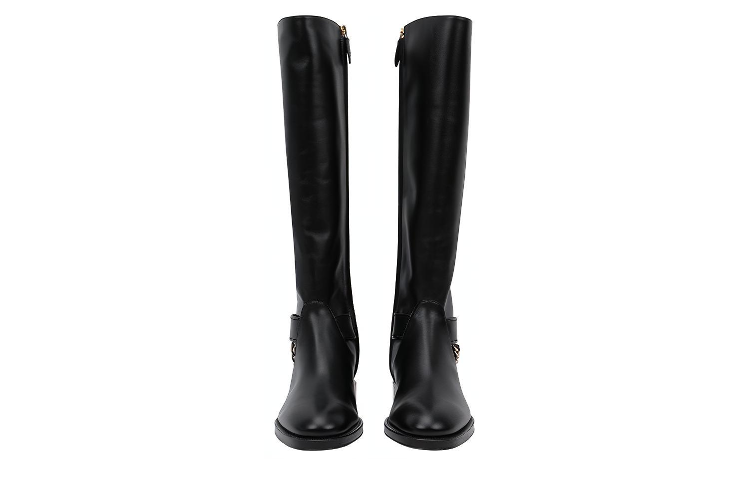 CHANEL 22A Knee high Boots Women's Black