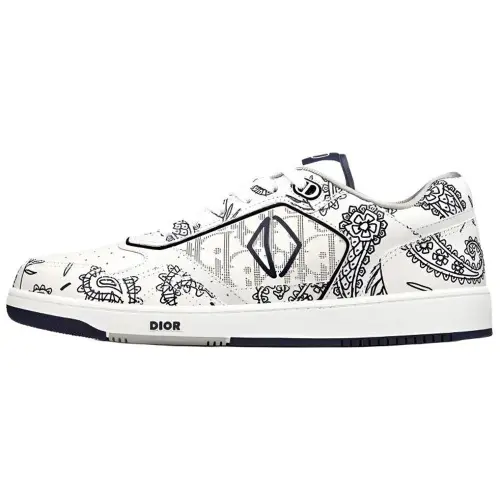 DIOR B27 Low White Navy Blue Cd Paisley White DIOR Oblique
