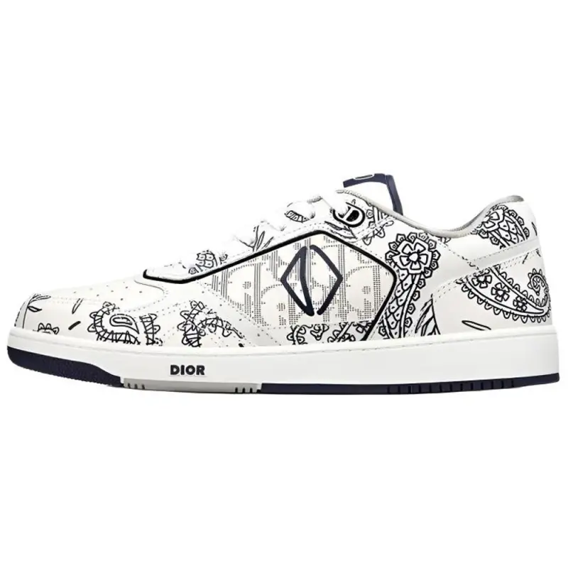 DIOR B27 Low White Navy Blue Cd Paisley White DIOR Oblique