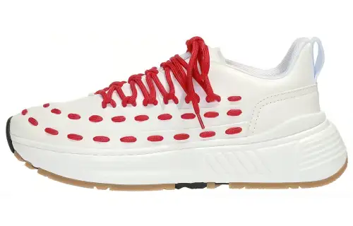 Bottega Veneta Speedster Leather Sports Casual Shoes Women's White Red