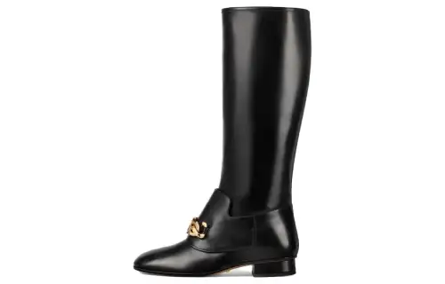 GUCCI Leather Knee high Boots Women's Black