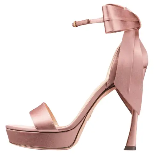 DIOR MLLE Leather One Strap Sandals 12cm Women's Pink