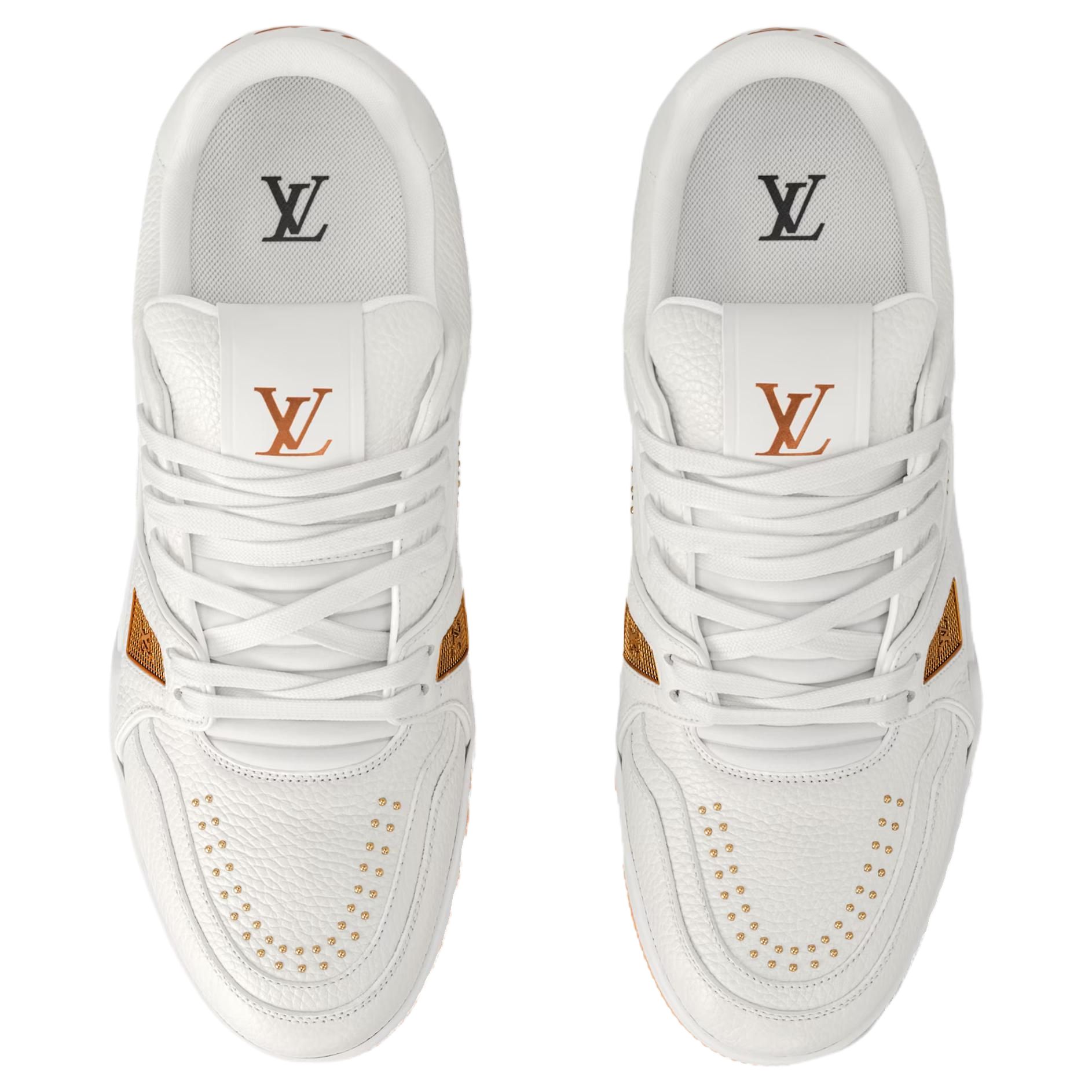 Мужские кеды Louis Vuitton Trainer (бело-оранжевые) — фото 3