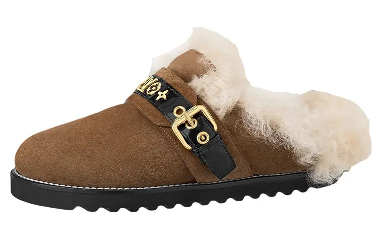 LOUIS VUITTON Winterbreak Closed Toe Slippers Women's Brown