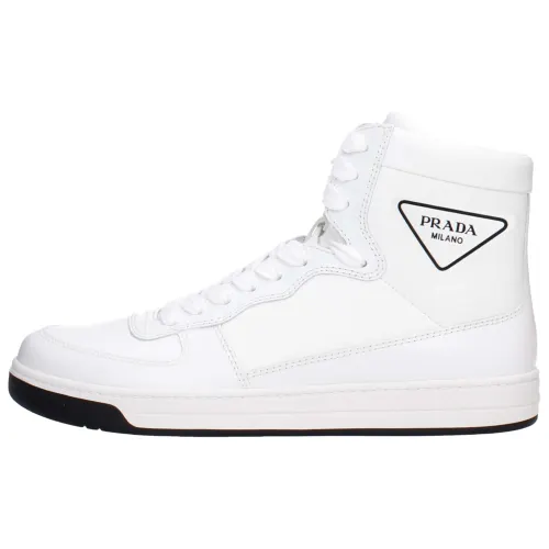 PRADA Leather High top Skateboard Shoes Men's White