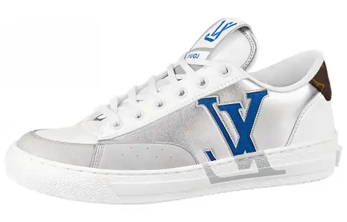 LOUIS VUITTON Charlie Print Low top Stylish Skateboarding Shoes Women's White Silver