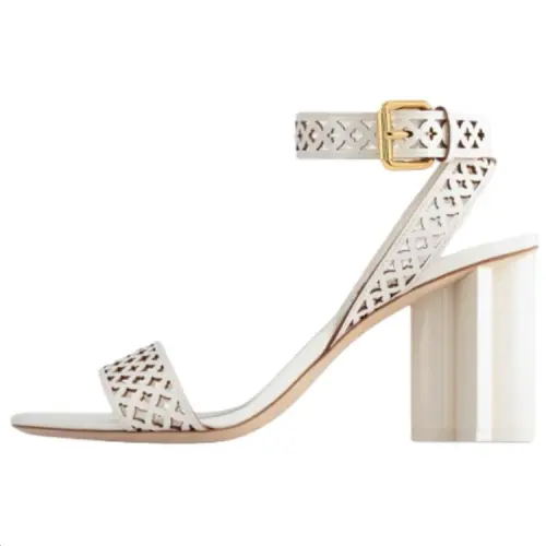 LOUIS VUITTON Silhouette Patent Leather One Strap Sandals 8cm Women's White