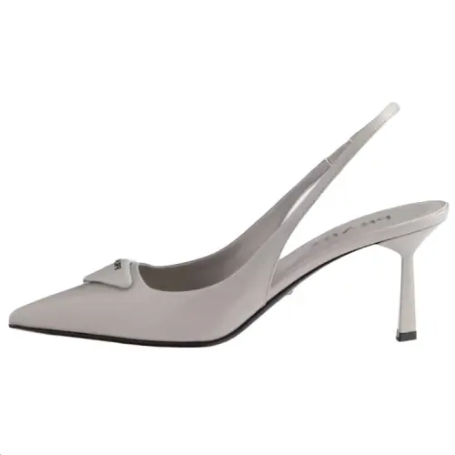 PRADA Leather Slim Heel High Heels 7.5cm Women's Gray