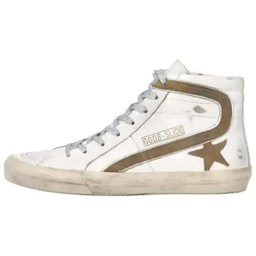 Golden Goose Slide Cow Leather High top Skateboard Shoes Women's White