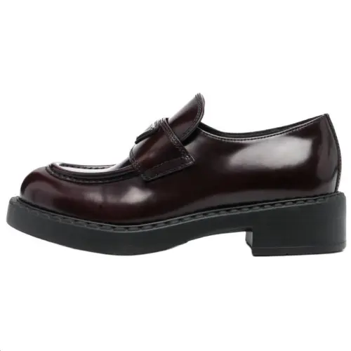 PRADA Chocolate Leather Loafers Women's Brown