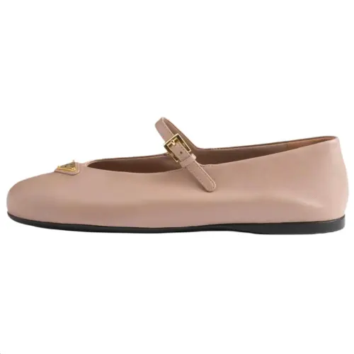 PRADA Nappa Flat Mary Jane Shoes Women's Nude Pink