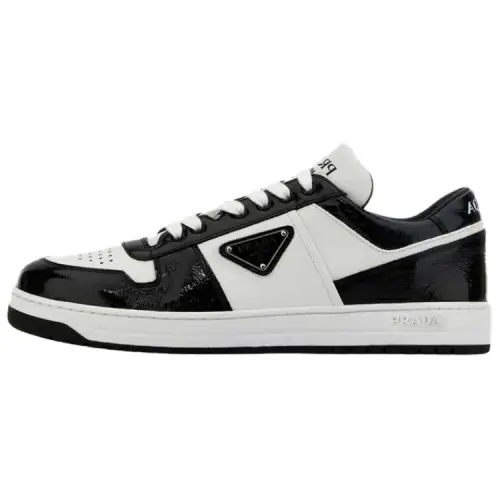 PRADA Downtown Leather Low top Skateboard Shoes Men's Black White
