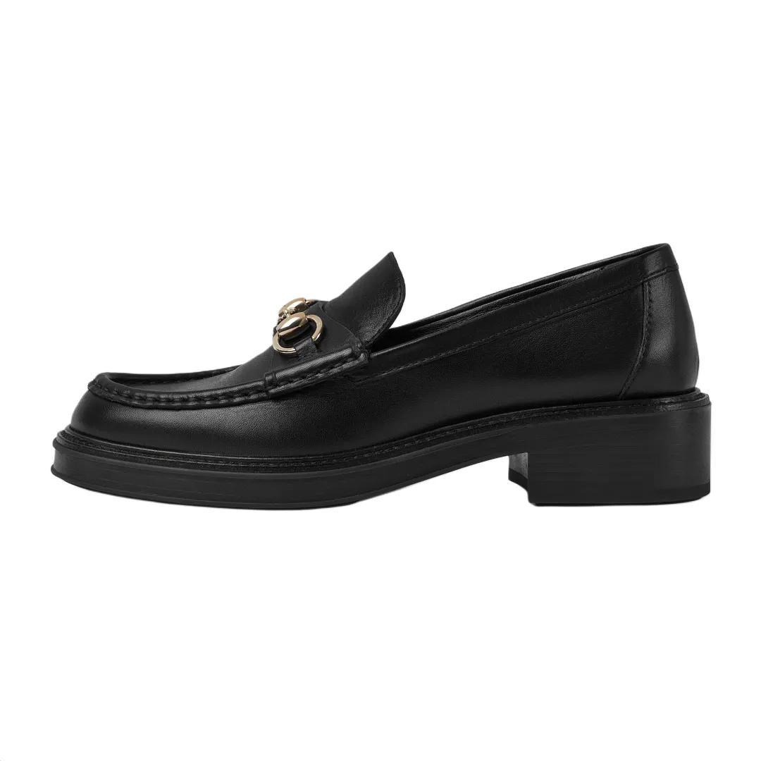 GUCCI Horsebit Leather Loafers 4cm Women's Black