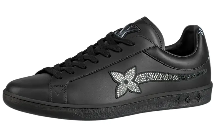 LOUIS VUITTON Luxembourg Samothrace Leather Low top Stylish Skateboarding Shoes Men's Black