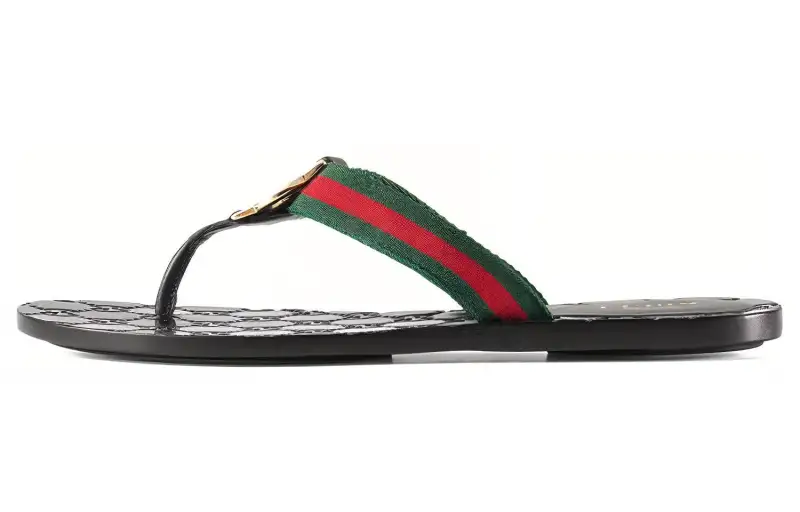 GUCCI GG Thong Web Sandals Black Women's