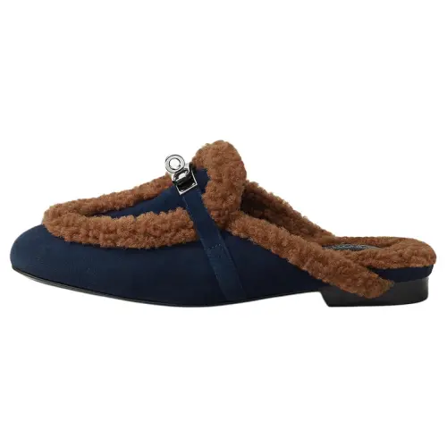HERMES Oz Closed Toe Slippers Women's Navy Blue