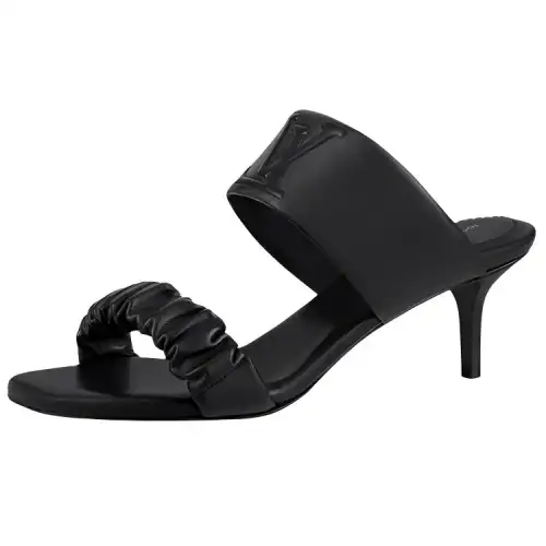 LOUIS VUITTON Drapy Mule Slide Slippers Women's Black