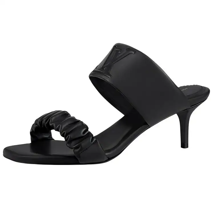 LOUIS VUITTON Drapy Mule Slide Slippers Women's Black
